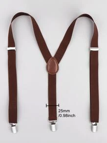 1pc Men Solid Preppy Suspenders For Daily Life - Coffee Brown - View 3
