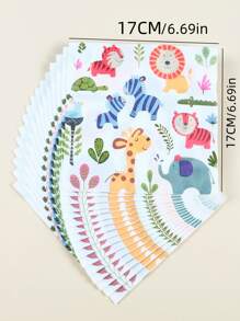 20入組/套卡通動物圖案一次性卡通可愛紙餐巾