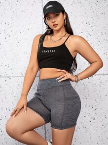 SHEIN EZwear 大碼寬腰帶騎行褲帶手機袋 - 深灰色 - 查看 3