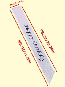 1pc Slogan Graphic Birthday Sash - Bạc - Xem 4