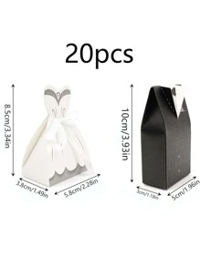 20入組/套婚禮衣服形狀禮品創意紙衣服設計糖果包装盒適合婚禮 - 黑與白 - 查看 5
