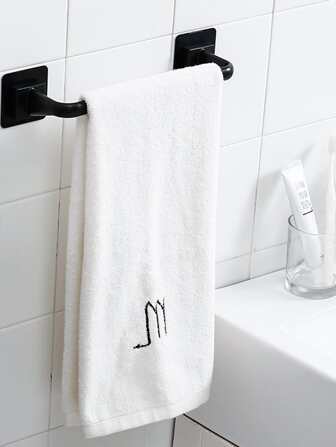 1入組PP毛巾桿浴用極簡主義黑色免打孔浴巾架