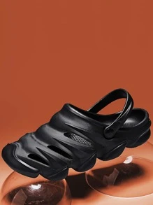 Fashionable Vented Clogs For Men, Cut Out Design Slingback EVA Clogs - Black - View 2