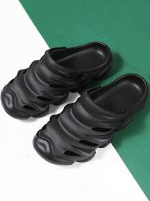 Fashionable Vented Clogs For Men, Cut Out Design Slingback EVA Clogs - Black - View 5