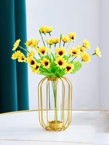 金色燈籠形狀花瓶,極簡鏤空設計花瓶適用於花 - 金色 - 查看 3