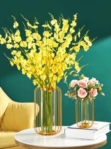 金色燈籠形狀花瓶,極簡鏤空設計花瓶適用於花 - 金色 - 查看 5