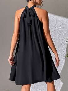 SHEIN Clasi Contrast Sequin Halter Neck Dress