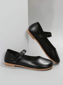 Round Toe Mary Jane Women's Flat Shoes, Outdoor Fashionable Comfortable All-Match Women's Flat Shoes For Spring And Autumn - Black - View 5