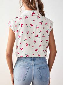 SHEIN Frenchy 滿版櫻桃圖案蝙蝠袖襯衫