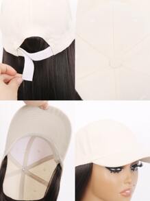 中等直筒人造假髮附帽子 - 黑色 - 查看 4