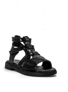 Girls Open Toe Sequin Decor Glitter Princess Gladiator Sandals Ngoài trời - màu đen - Xem 8