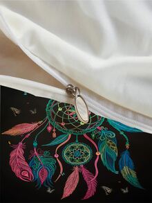 3pcs/set Dreamcatcher Pattern Duvet Cover Set(1 Duvet Cover & 2 Pillowcase), Modern Polyester Bedding Set For All Season - Multicolor - View 4