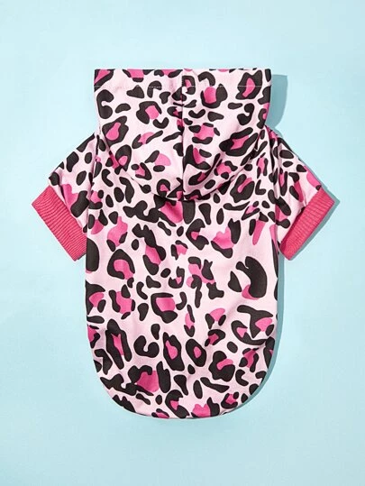 PETSIN 1st Leopard Print Huvtröja för katt och hund för kalla säsonger