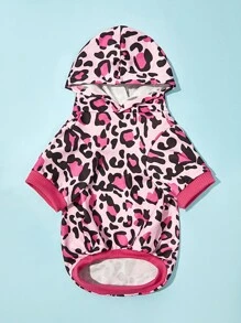 PETSIN 1pc Leopard Print Pet Hoodie For Cat And Dog For Cold Season