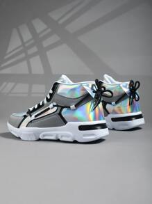 Men Anti-Slip Durable High-Top Casual Sports Shoes Men Fashionable Sneakers Skate Shoes - Multicolor - View 3