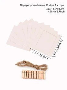 1pack 4 Inch Paper Photo Wall Picture Frame Bannur & Clip & Rope Set, Birthday Party Background Decoration Photo Decoration Banner, Party Background Decoration Hanging Decoration, Birthday Party Room Decoration Supplies, Back To School Season Decoration Props, Christmas Halloween Background Decoration Photo Folder, White Photo Banner Decorative Background For Birthday Babe Shower Wedding Anniversary Holiday Event Party - White - View 4