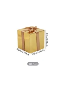 10入組金屬質感蝴蝶結裝飾禮物盒