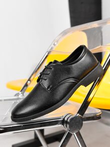 男士前綁帶正裝商業黑色德比鞋