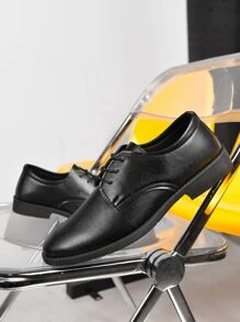 男士前綁帶正裝商業黑色德比鞋