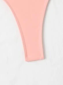 蝴蝶刺繡露背三角形夏日沙灘比基尼套裝搭配沙灘裙 - 淺粉色 - 查看 6