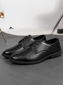 男士前綁帶正裝商業黑色德比鞋
