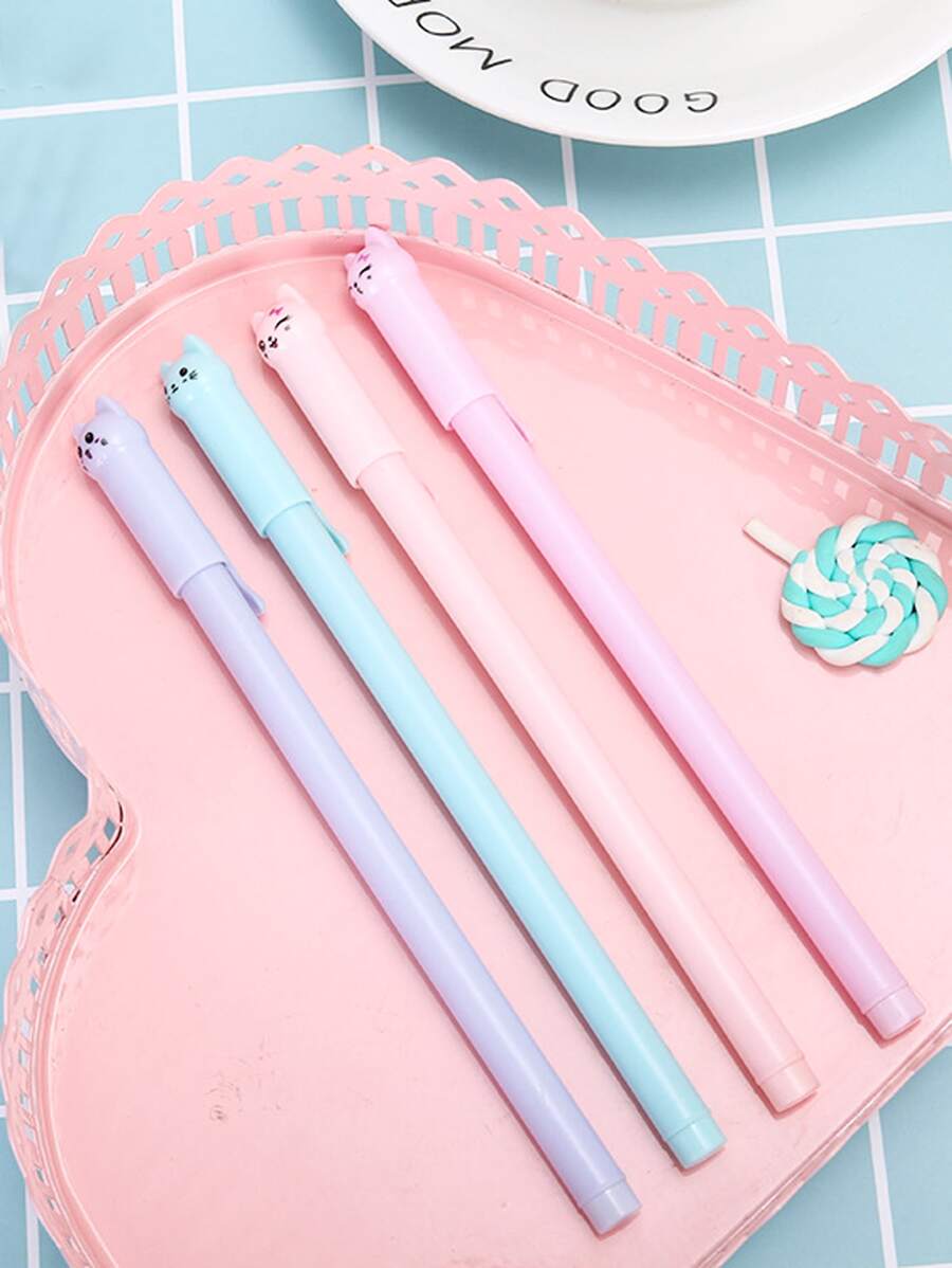 4入組/套卡哇伊貓中性筆創意可愛中性墨水筆兒童禮物學校辦公書寫用品文具