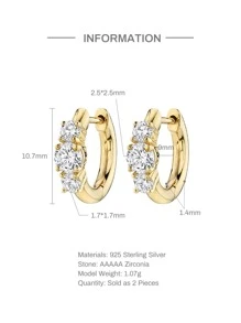 Bông tai dạng vòng trang trí bằng đá Cubic Zirconia dành cho nữ Đám cưới cô dâu Trang sức mỹ - Vàng - Xem 4