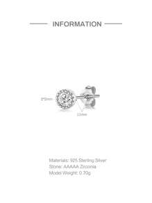 3入組/套方晶鋯石圓形銀耳釘適合女士新娘婚禮精細首飾類 - 銀色 - 查看 5