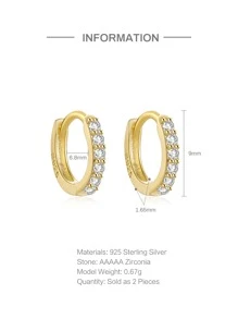 1 Đôi bông tai bạc S925 đính đá Cubic Zirconia tròn nhỏ, thiết kế theo yêu cầu. - Vàng - Xem 6