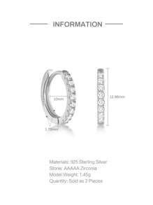Cubic Zirconia Decor Silver Hoop Earrings - Silver - View 6