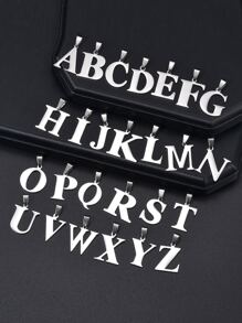 時尚流行男士字母吊飾項鍊不銹鋼珠寶禮物和時尚外觀 - 銀色 - 查看 3