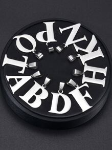 時尚流行男士字母吊飾項鍊不銹鋼珠寶禮物和時尚外觀 - 銀色 - 查看 4
