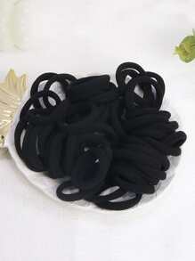 50pcs Solid Hair Tie - Black - View 2
