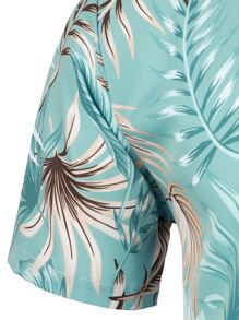 男士熱帶圖案襯衫 - 青碧色 - 查看 5