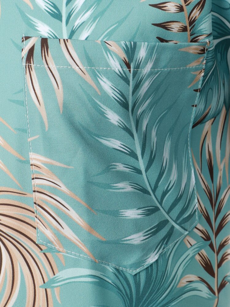 Men Tropical Print Shirt - Cadet Blue - View 6