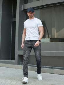 Men's Skinny Stretch Denim Jeans - Dark Grey - View 3