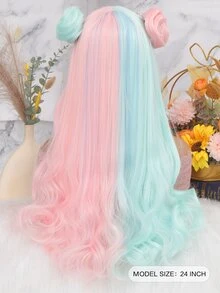 Peluca sintética de dos tonos largo rizado con tupe - Dos Tonos - Ver 2