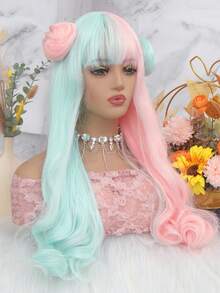 Peluca sintética de dos tonos largo rizado con tupe - Dos Tonos - Ver 3