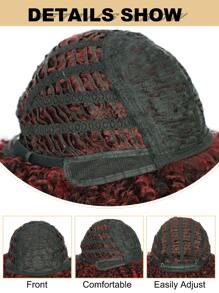 女用瀏海短卷非洲假髮自然捲髮假髮非洲合成全假髮 12 吋（1B/BUG） - 查看 7