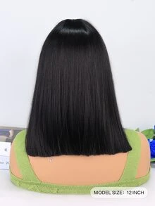 Tóc Giả Ngắn Thẳng Tổng Hợp Có Mái - màu đen - Xem 3