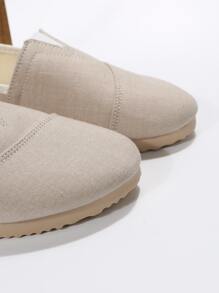 Giày đế bằng vải canvas mũi tròn cổ điển mềm mại thoải mái dành cho nữ, giản dị và đa năng - Màu be - Xem 4