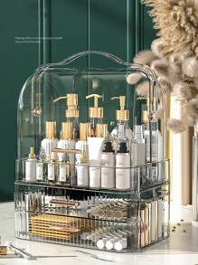 Estante de almacenamiento de maquillaje de plástico de 1 pieza, estante de almacenamiento transparente modernista para el hogar - transparente - Ver 8