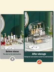 Estante de almacenamiento de maquillaje de plástico de 1 pieza, estante de almacenamiento transparente modernista para el hogar - transparente - Ver 10