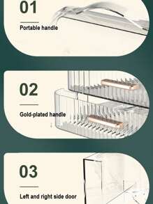 Estante de almacenamiento de maquillaje de plástico de 1 pieza, estante de almacenamiento transparente modernista para el hogar - transparente - Ver 11