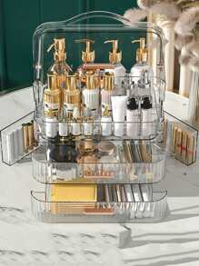 Estante de almacenamiento de maquillaje de plástico de 1 pieza, estante de almacenamiento transparente modernista para el hogar - transparente - Ver 12