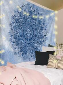 1pc Mandala Pattern Tapestry, Boho Fabric Wall Blanket For Home - Multicolor - View 1