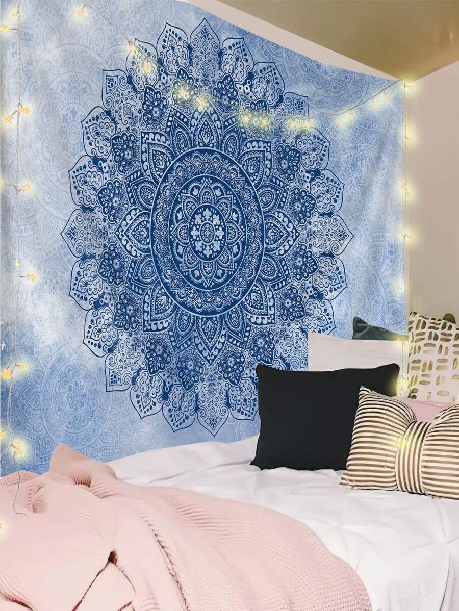1pc Mandala Pattern Tapestry, Boho Fabric Wall Blanket For Home - Multicolor - View 1