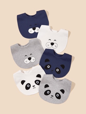 SHEIN 3pcs Baby Boy Random Animal Embroidered Bib
