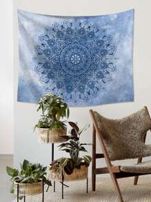 1pc Mandala Pattern Tapestry, Boho Fabric Wall Blanket For Home - Multicolor - View 6