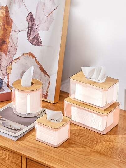 1入組塑膠紙巾盒,現代透明紙巾盒套支架